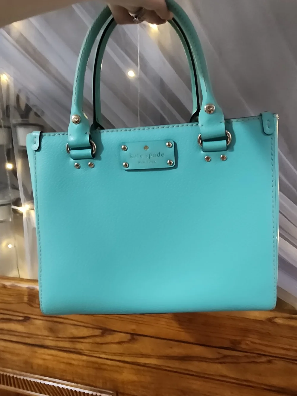 kate spade Turquoise Leather Satchel with Gold Hardware Crossbody Strap Included